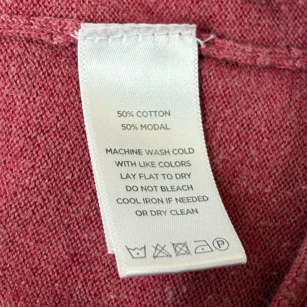 Lilla p long sleeve asymmetrical hem sweater cotton modal red overlapping small